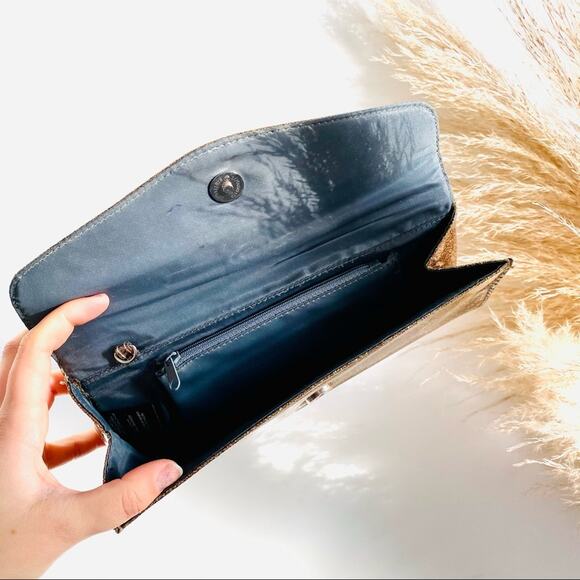 NORDSTROM Gold Multi Glitter Sparklet Clutch Magnet Purse Wallet Envelope - Picture 6 of 7